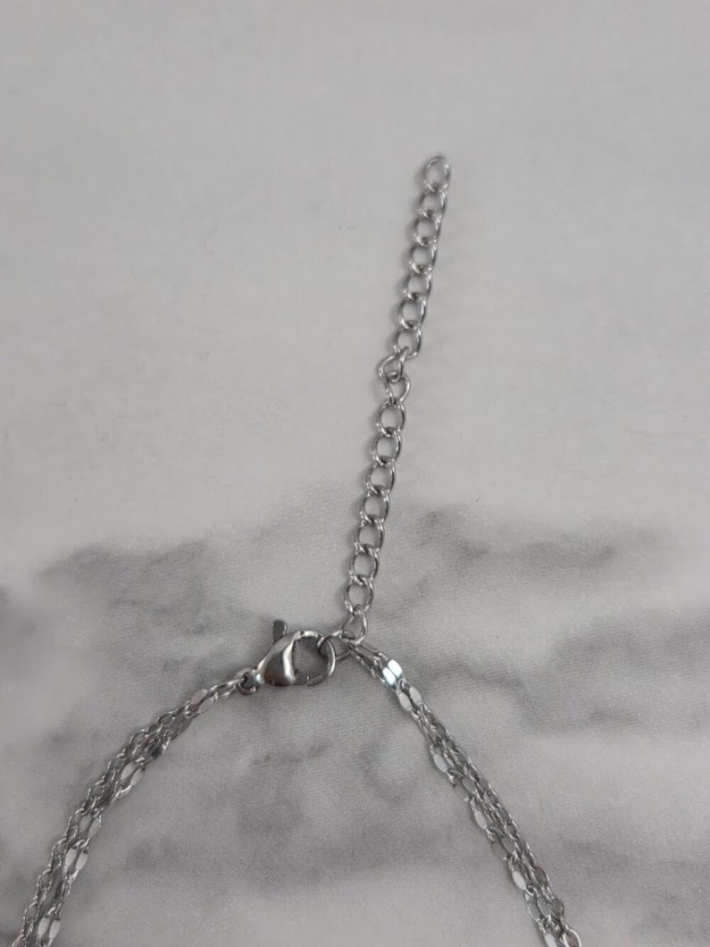 Boho Silver Double Chain Flower Anklet Pink Blue - Picture 14 of 16